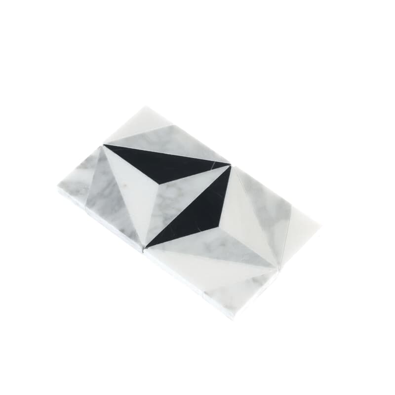 Phantasm Tuxedo Black and White Polished Marble Mosaic Tile